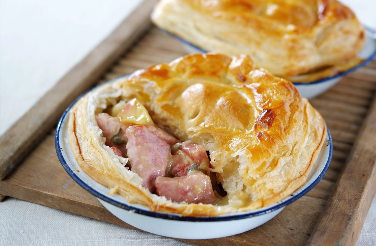 Two small ramekins filled with gammon pie