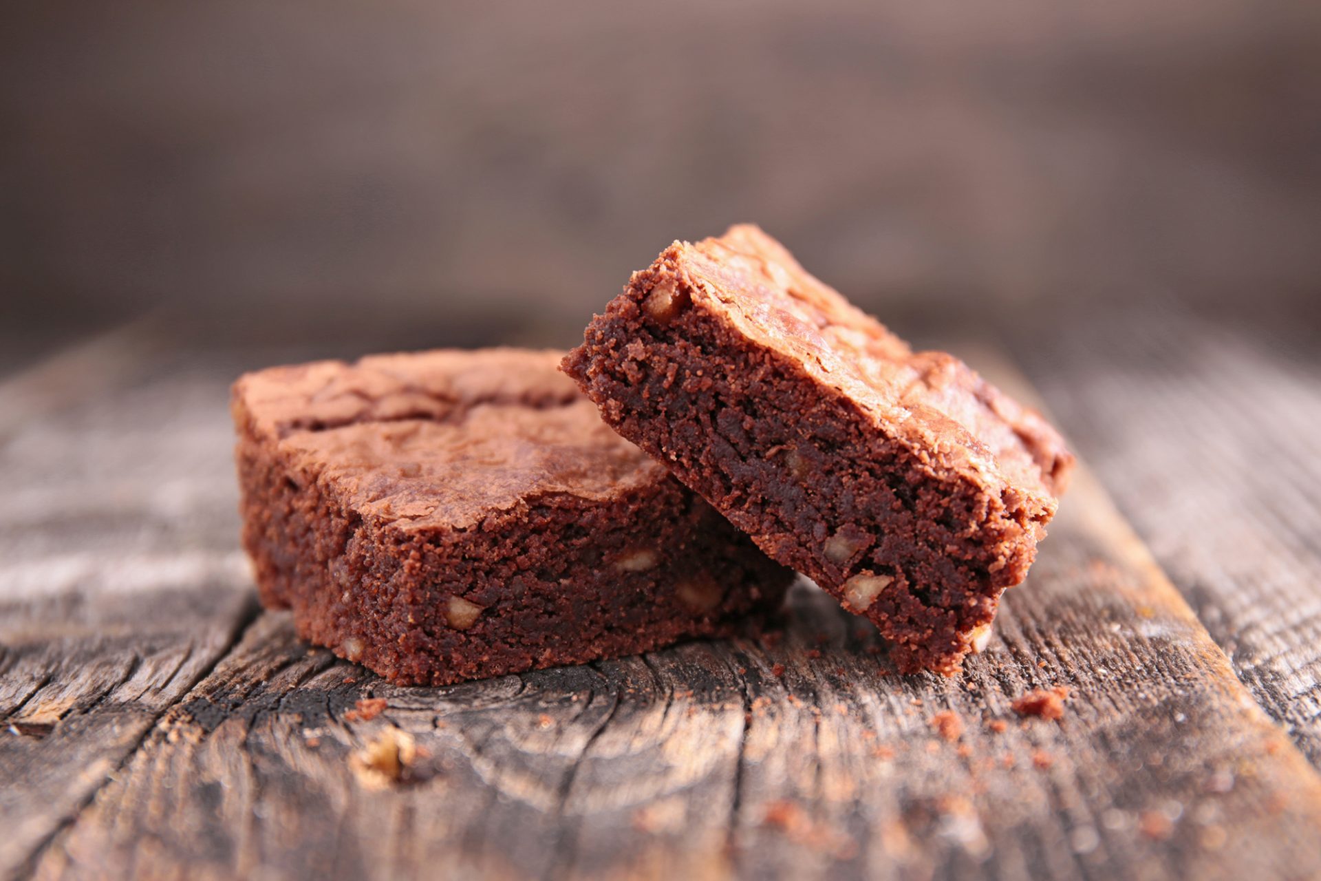 Two chocolate and bacon brownie slices