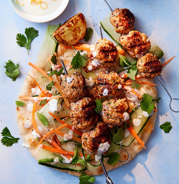 Harissa Meatball Kebabs