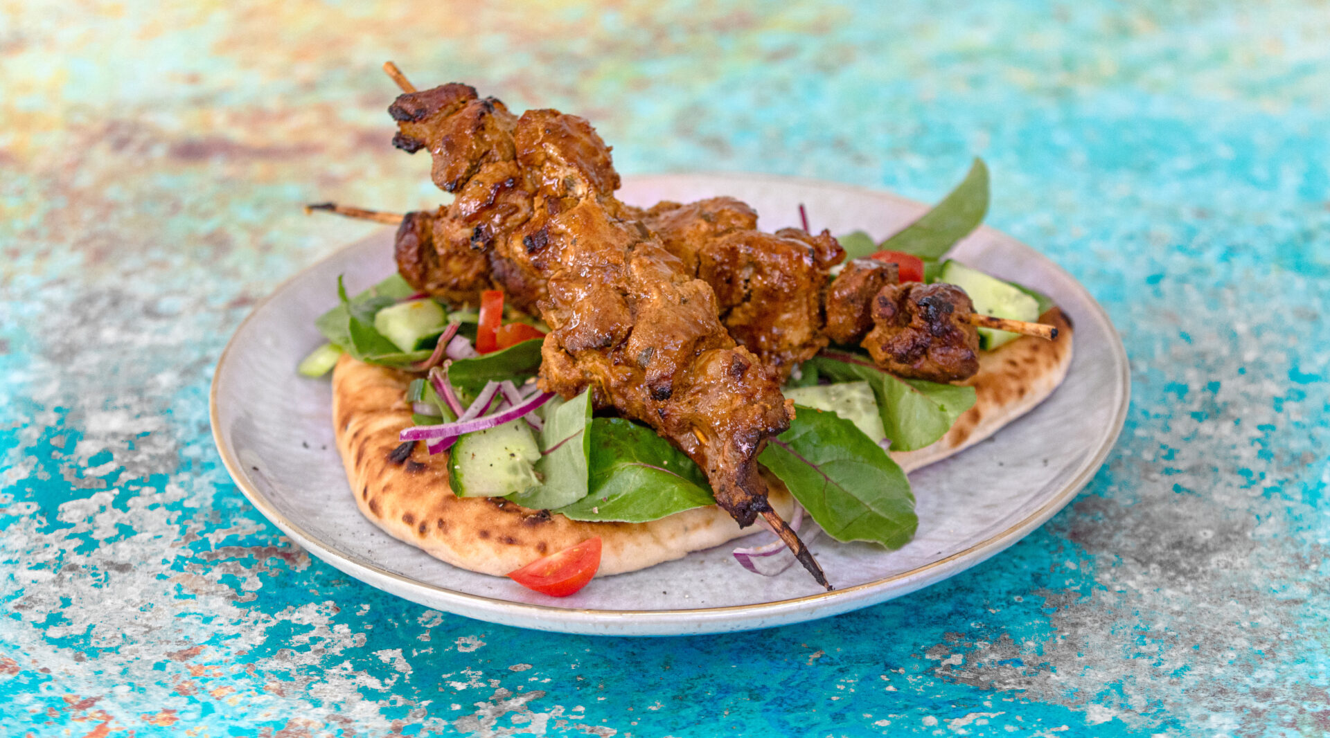 Easy Pork Tikka Kebabs on a plate