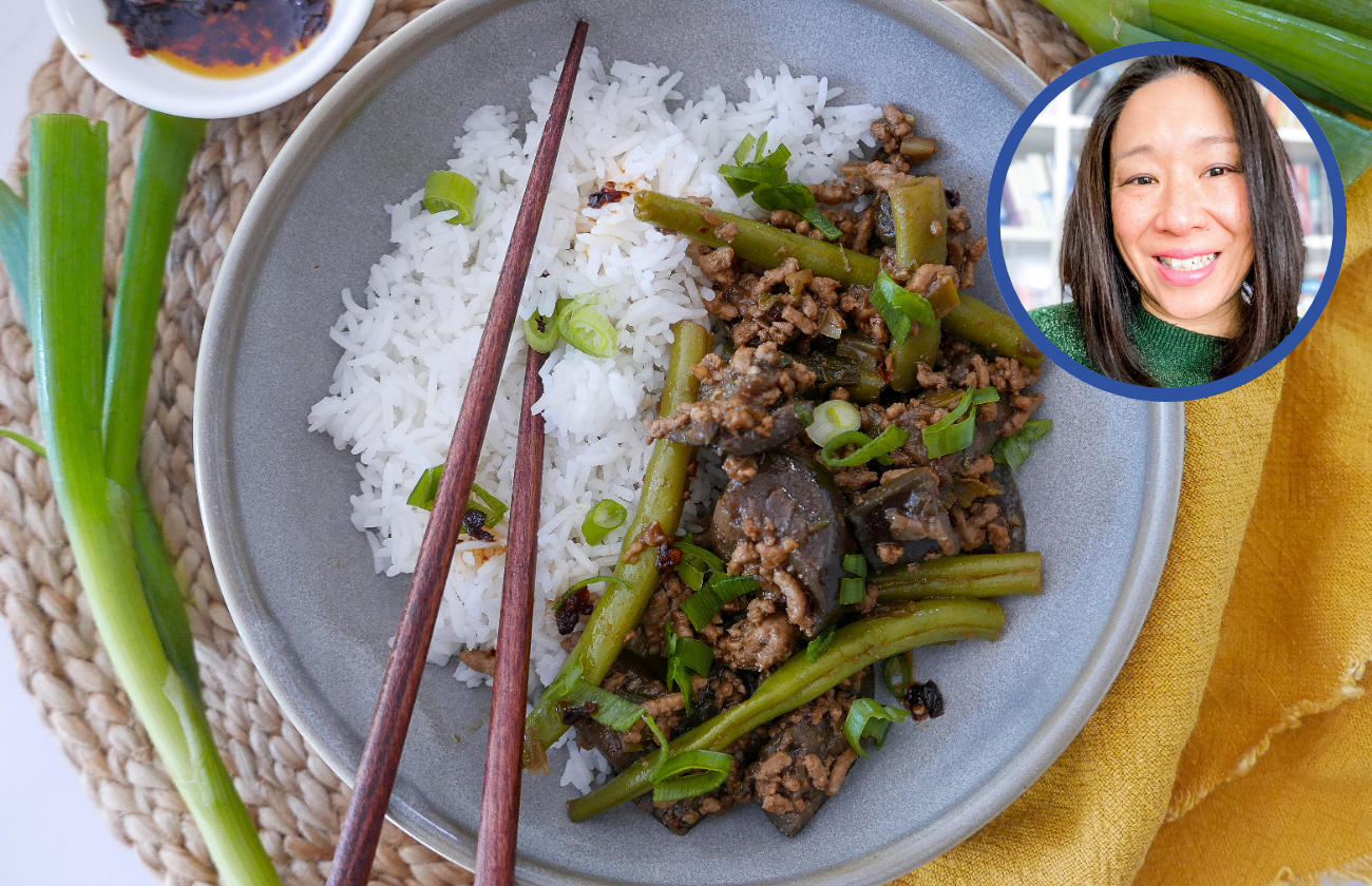 Chinese braised pork with aubergine